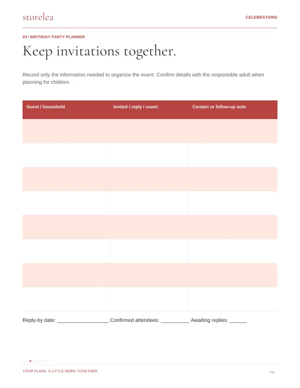 Page 4 of The Birthday Party Planner