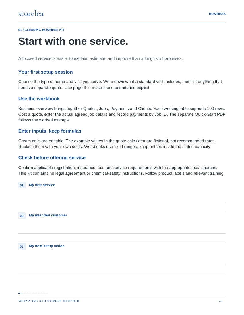 Page 2 of The Cleaning Business Kit