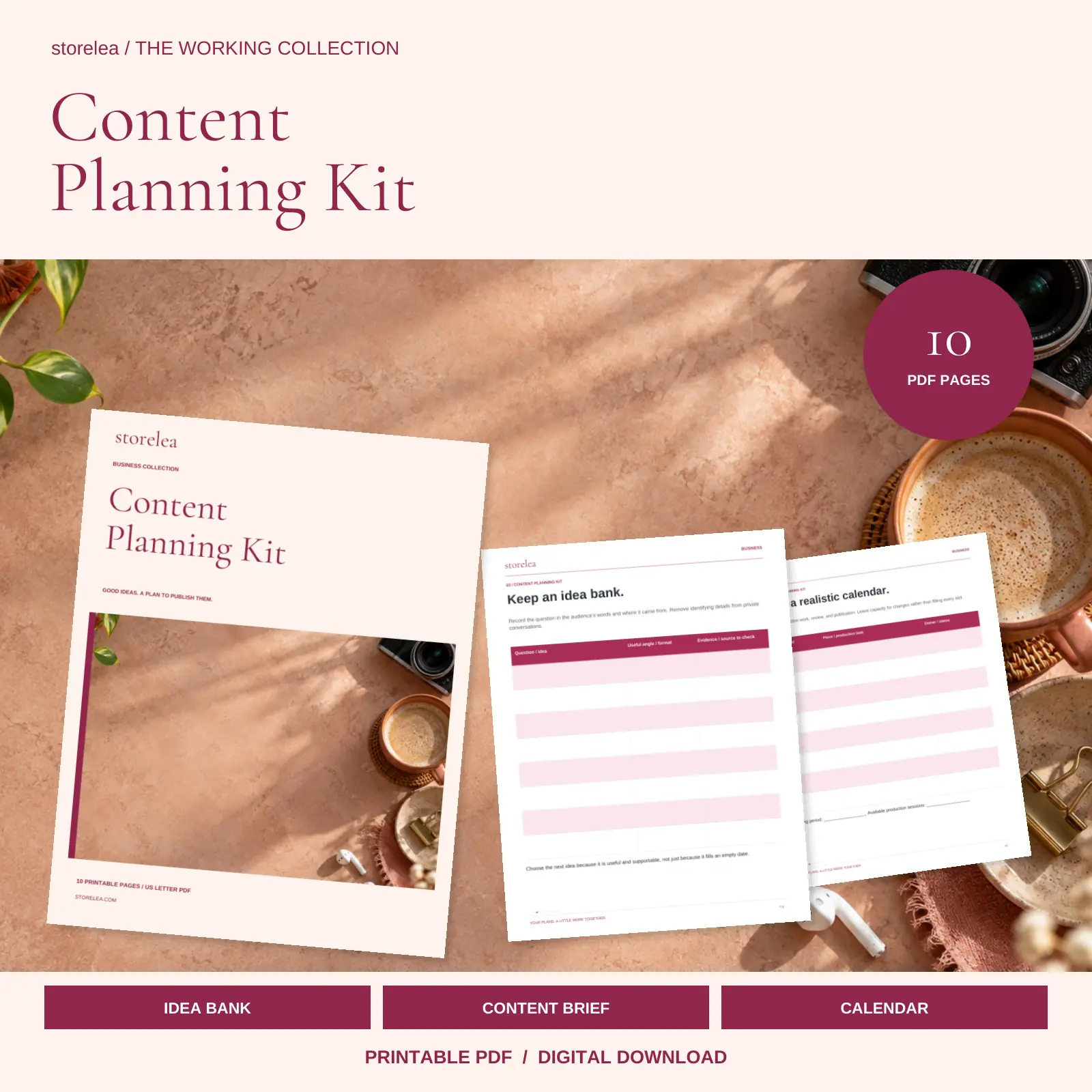 Preview of the included pages in The Content Planning Kit