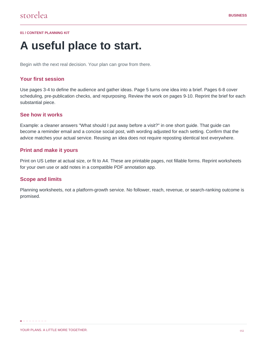 Page 2 of The Content Planning Kit