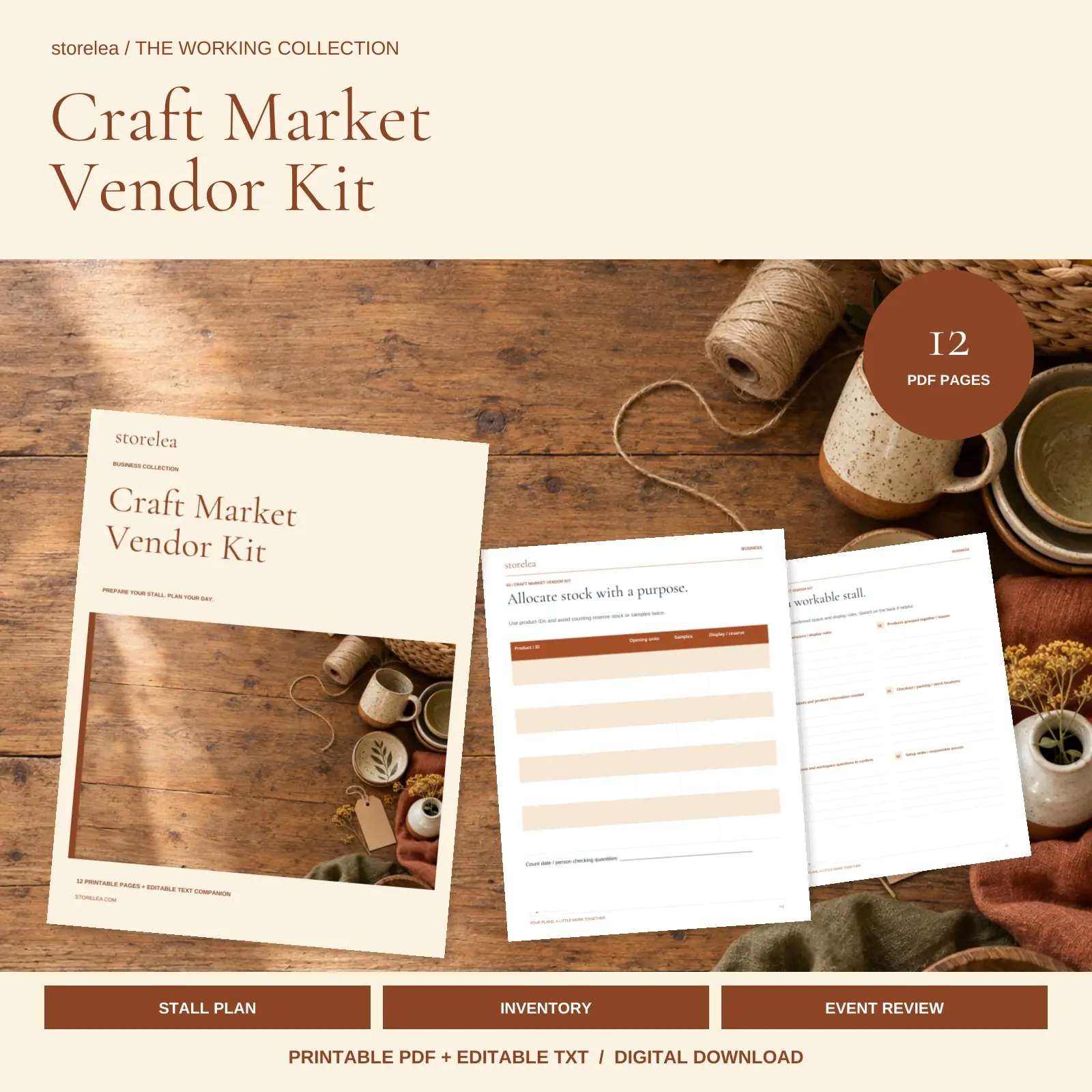 Preview of the included pages in The Craft Market Vendor Kit