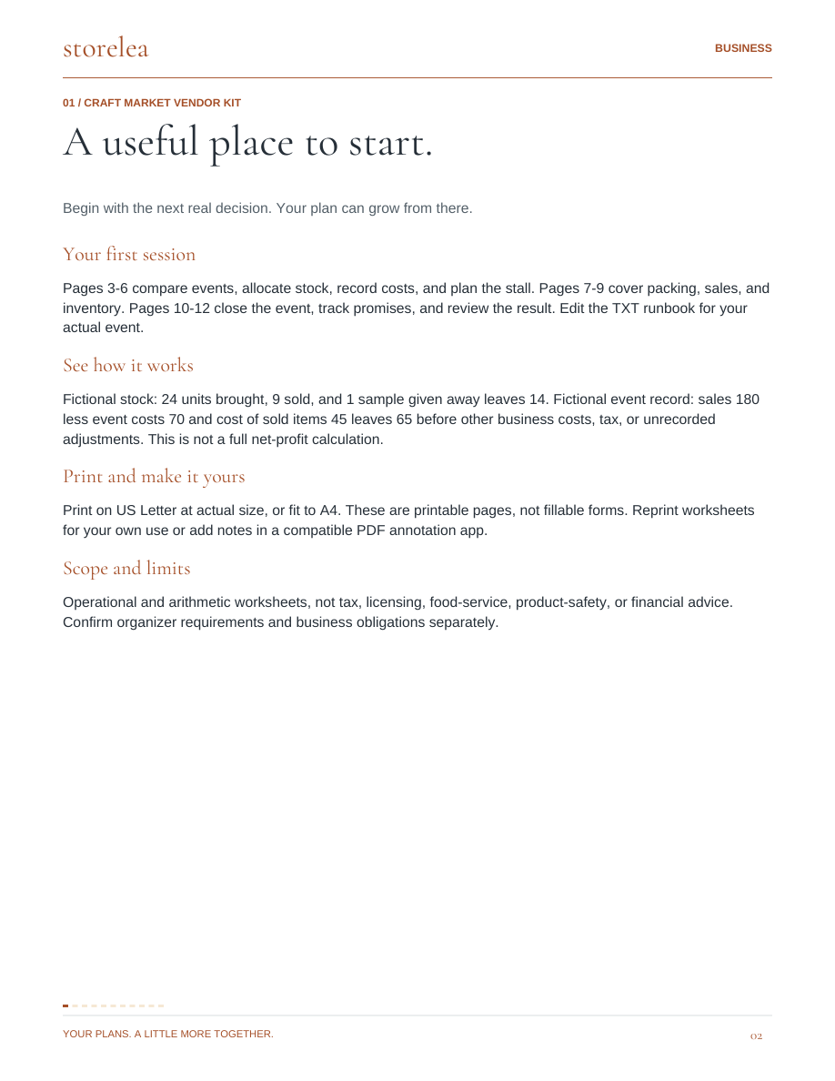 Page 2 of The Craft Market Vendor Kit