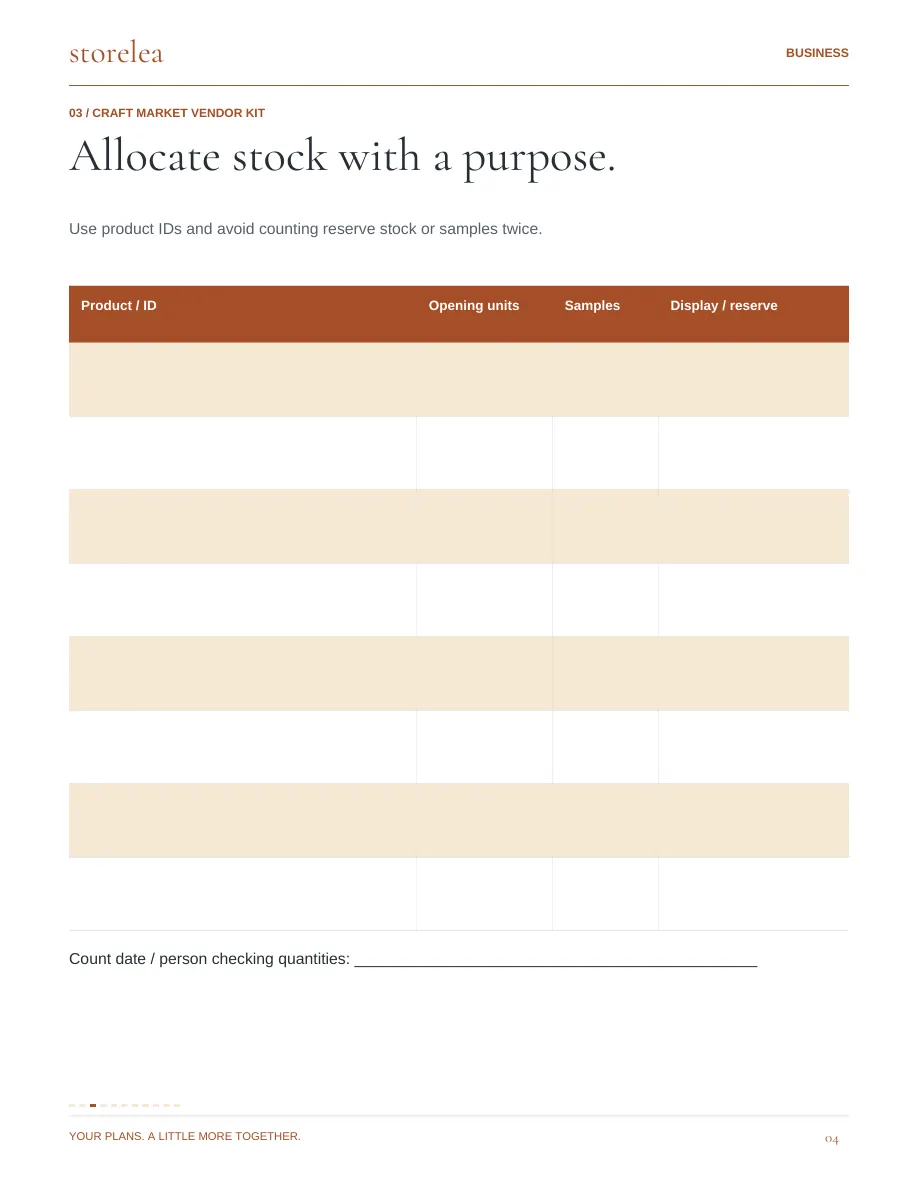 Page 4 of The Craft Market Vendor Kit
