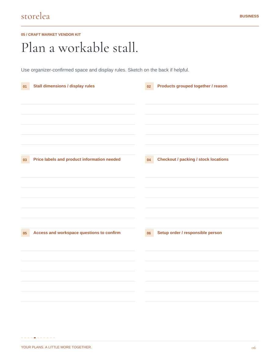 Page 6 of The Craft Market Vendor Kit