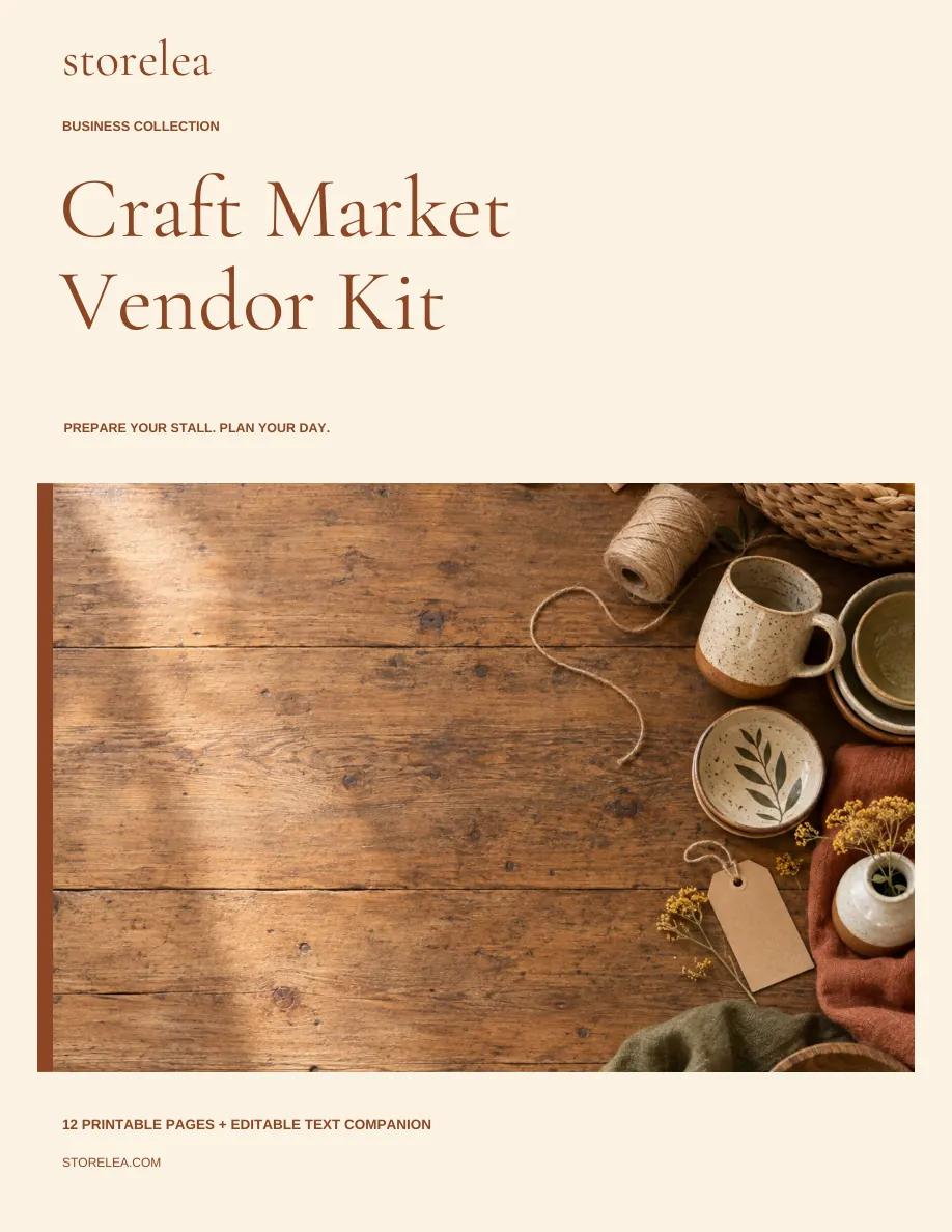 Actual printable guide cover from The Craft Market Vendor Kit