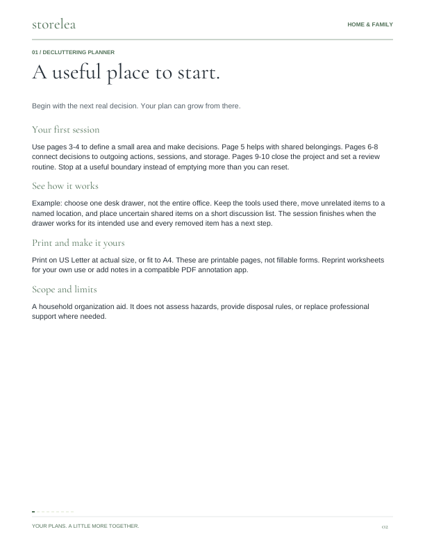 Page 2 of The Decluttering Planner