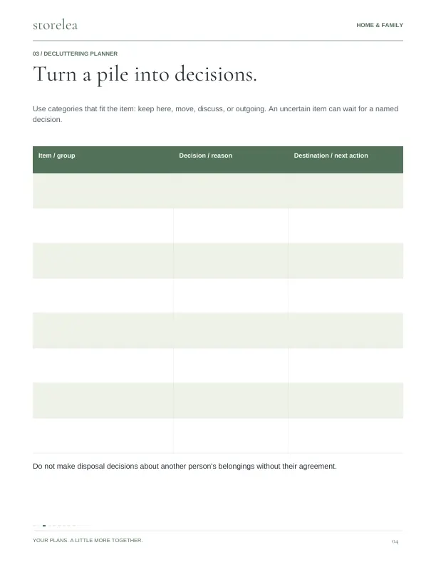 Page 4 of The Decluttering Planner