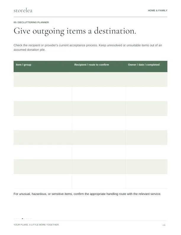 Page 6 of The Decluttering Planner