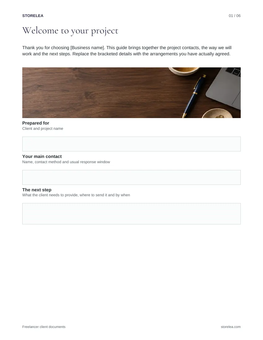 Page 1 of the Freelancer client documents
