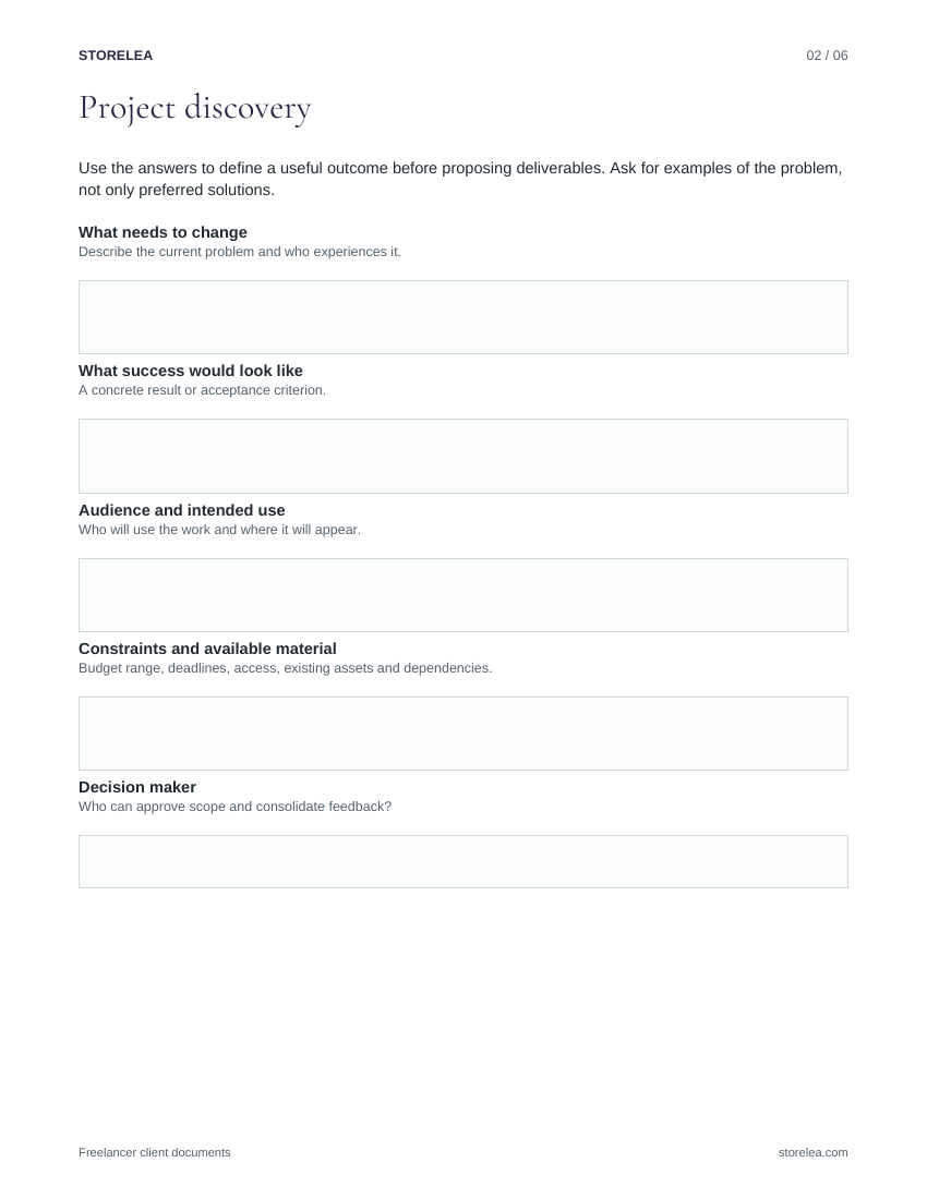 Page 2 of the Freelancer client documents
