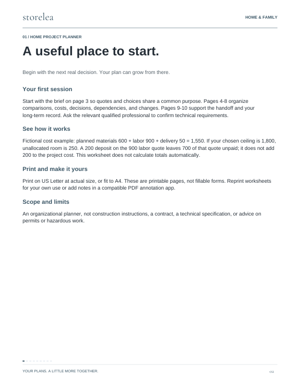 Page 2 of The Home Project Planner