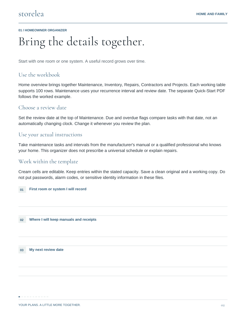 Page 2 of The Homeowner Organizer