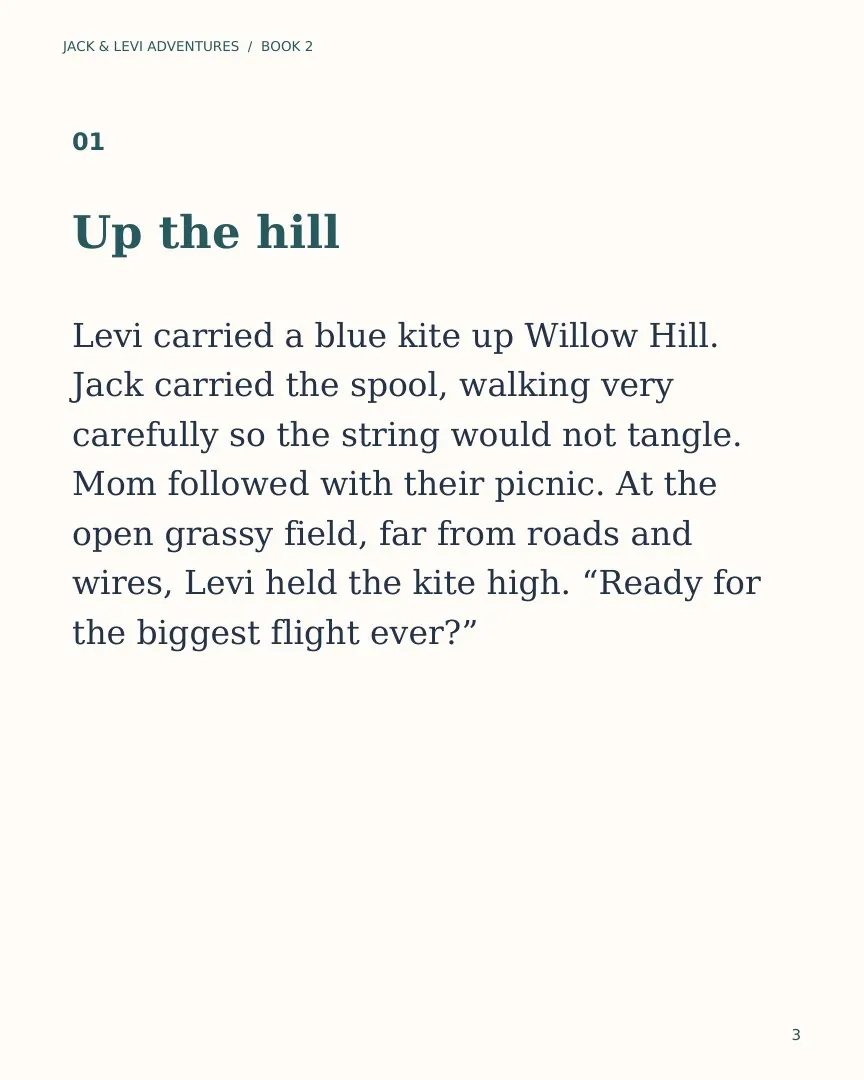 Page 3 of Jack and Levi and the Kite on Willow Hill