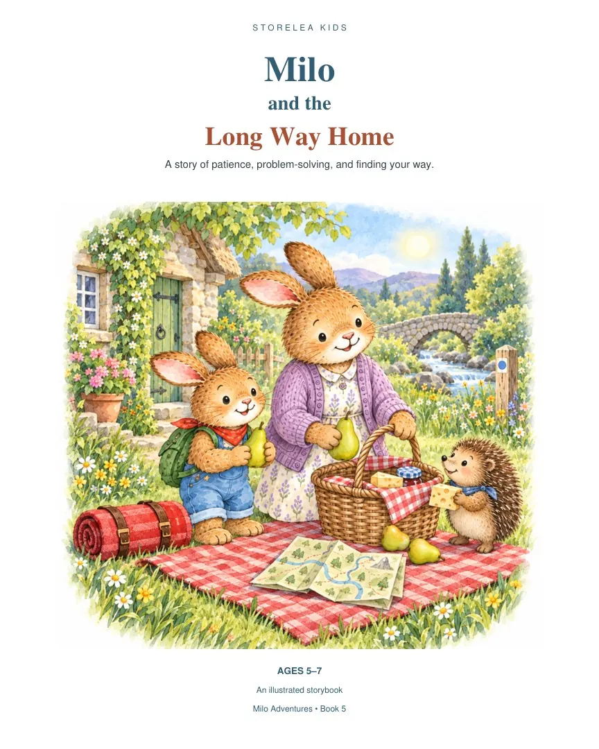 Cover of Milo and the Long Way Home, starring Milo the rabbit