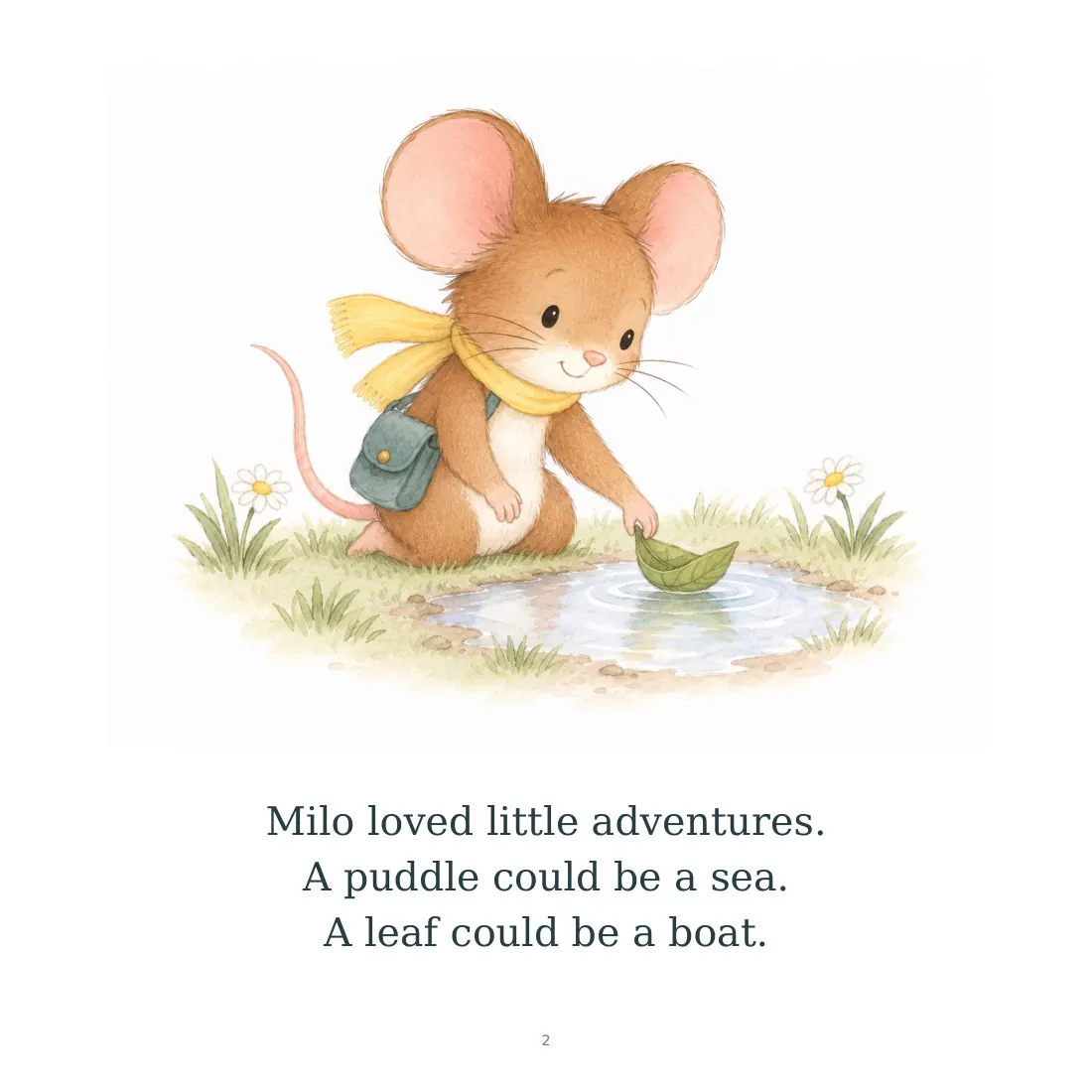 Actual page 2 of Milo and the Moonlit Trail