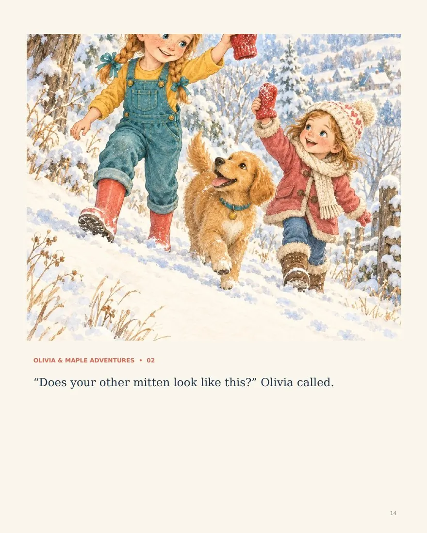 Actual page 14 from Olivia and Maple and the Missing Mitten