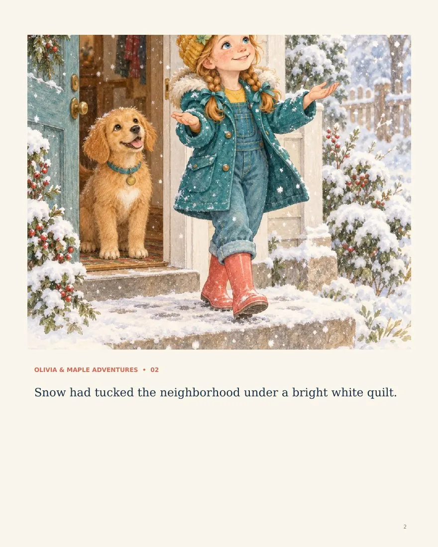 Actual page 2 from Olivia and Maple and the Missing Mitten