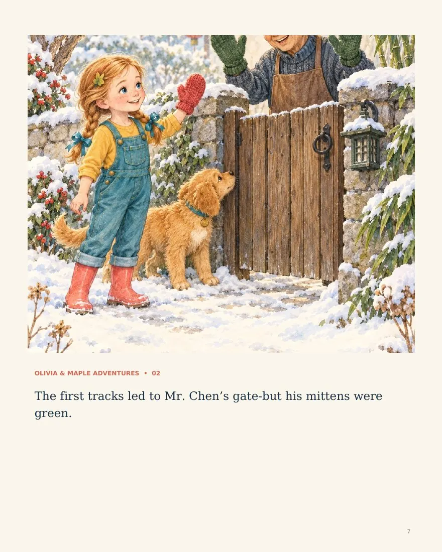 Actual page 7 from Olivia and Maple and the Missing Mitten