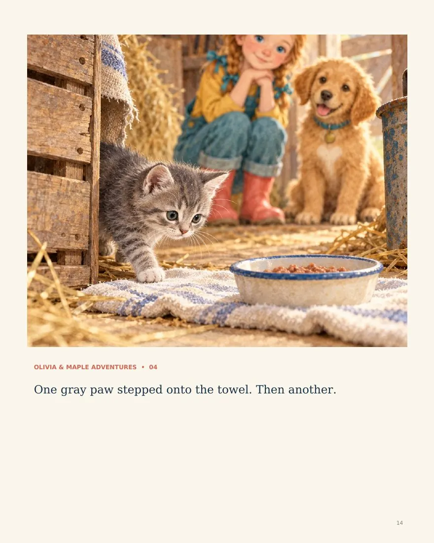Actual page 14 from Olivia and Maple and the Stormy Shed