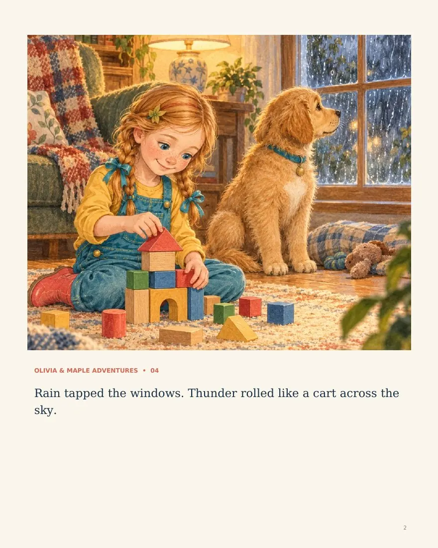 Actual page 2 from Olivia and Maple and the Stormy Shed