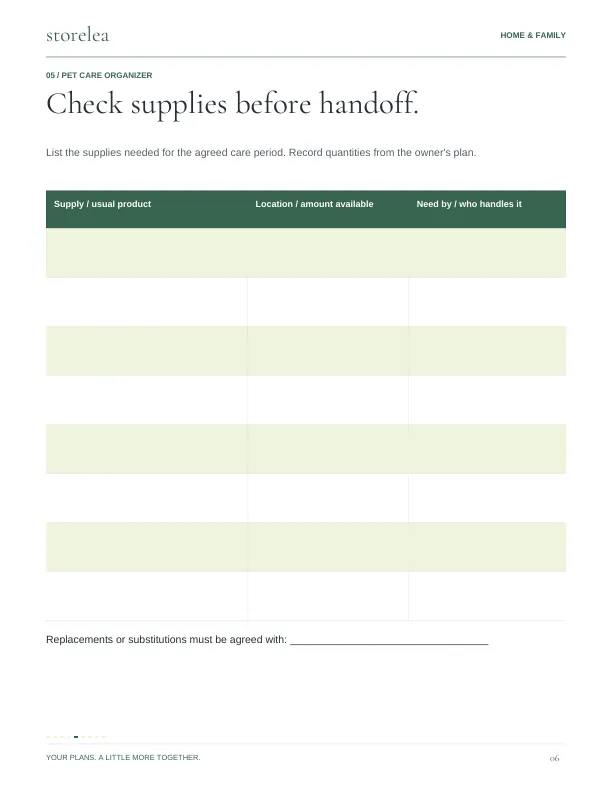 Page 6 of The Pet Care Organizer