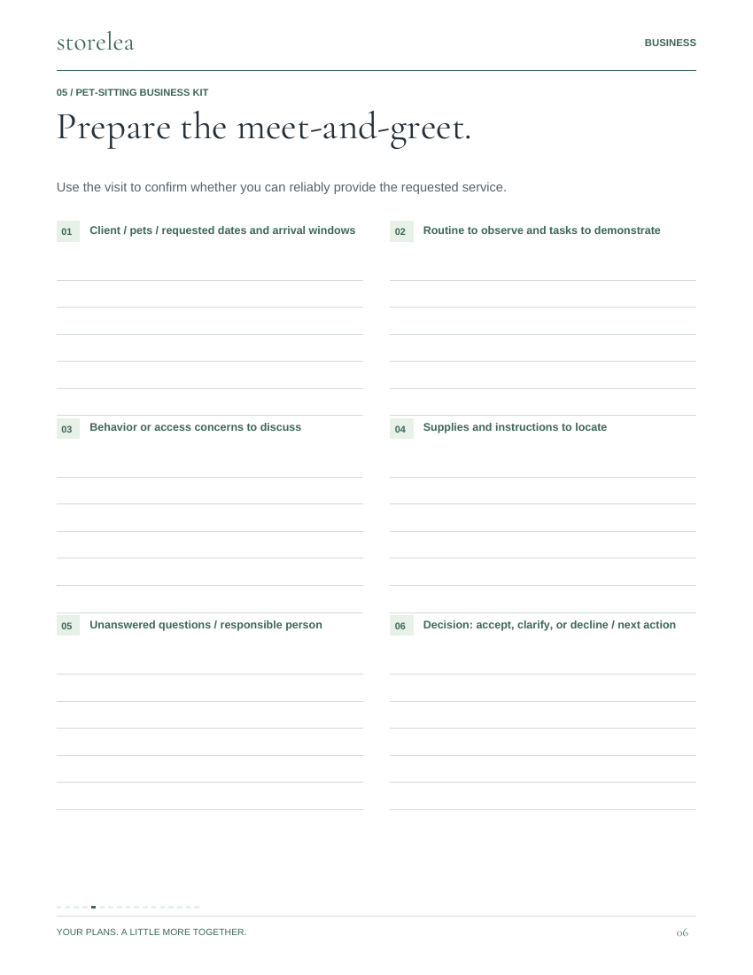 Page 6 of The Pet-Sitting Business Kit