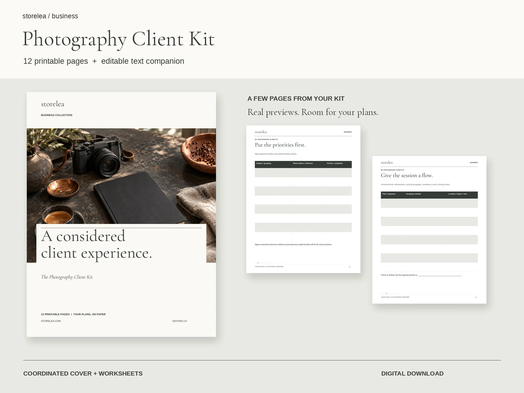 Actual cover and interior pages from The Photography Client Kit