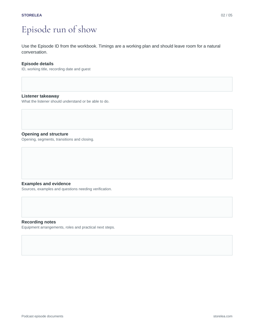 Page 2 of the Podcast episode documents