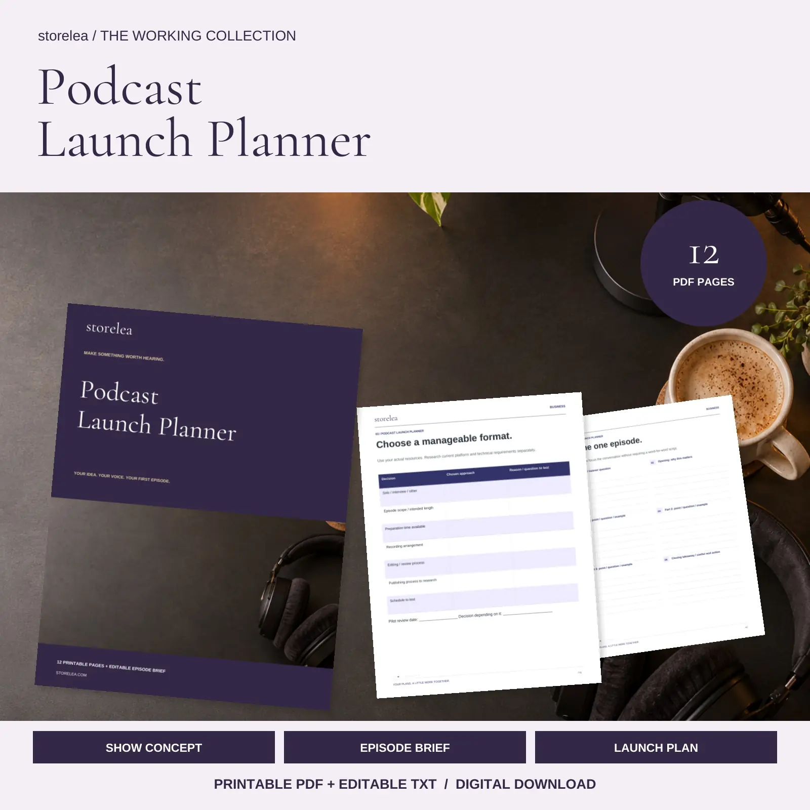 Preview of the included pages in The Podcast Launch Planner