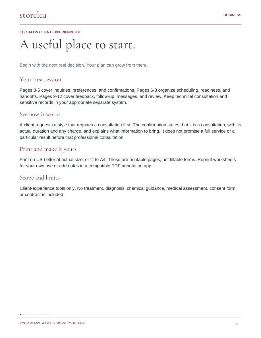 Page 2 of The Salon Client Experience Kit