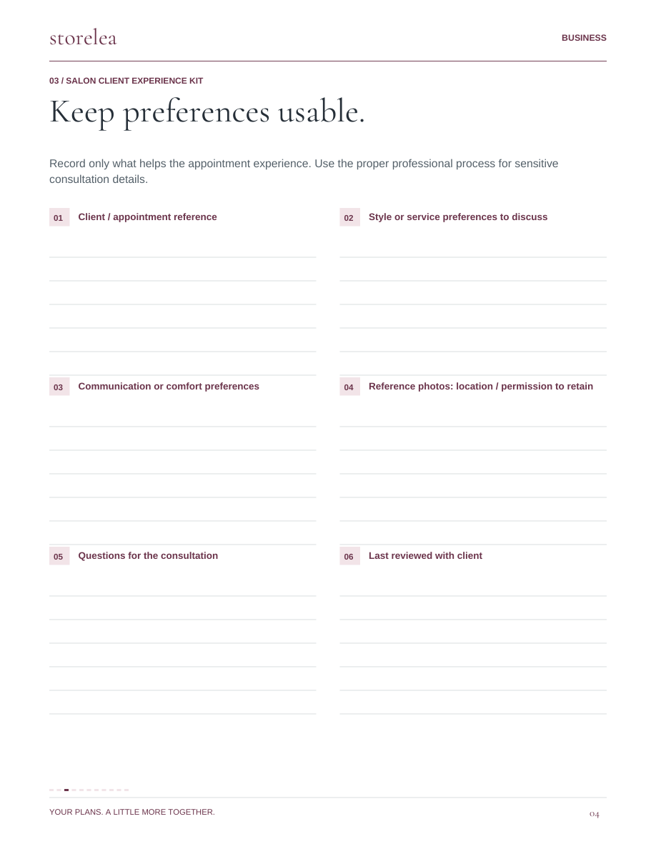Page 4 of The Salon Client Experience Kit