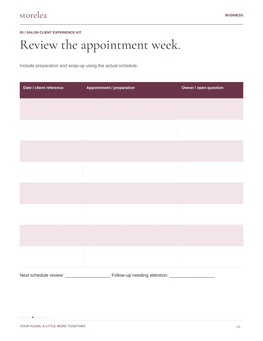 Page 6 of The Salon Client Experience Kit