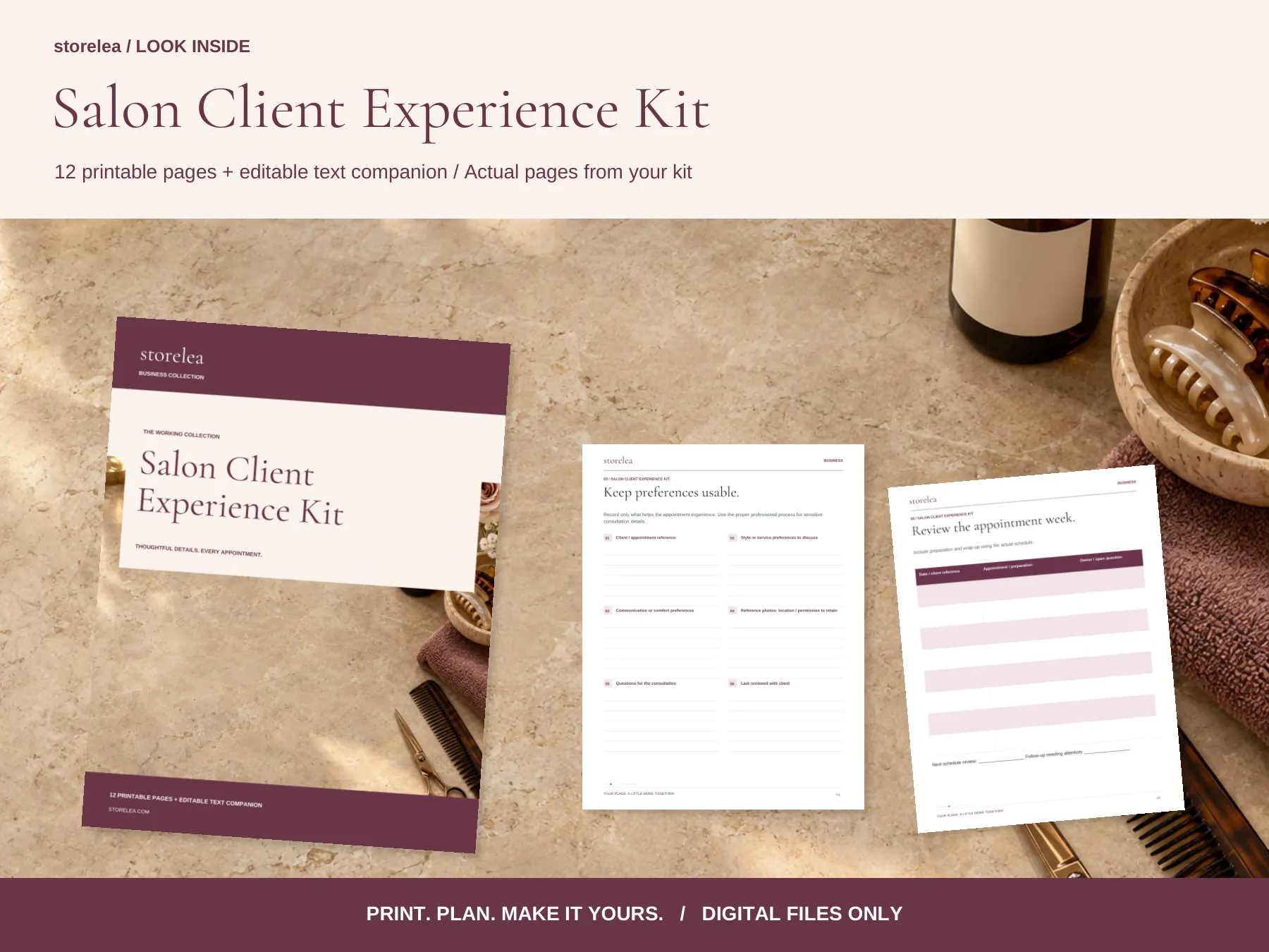 Actual cover and interior pages from The Salon Client Experience Kit