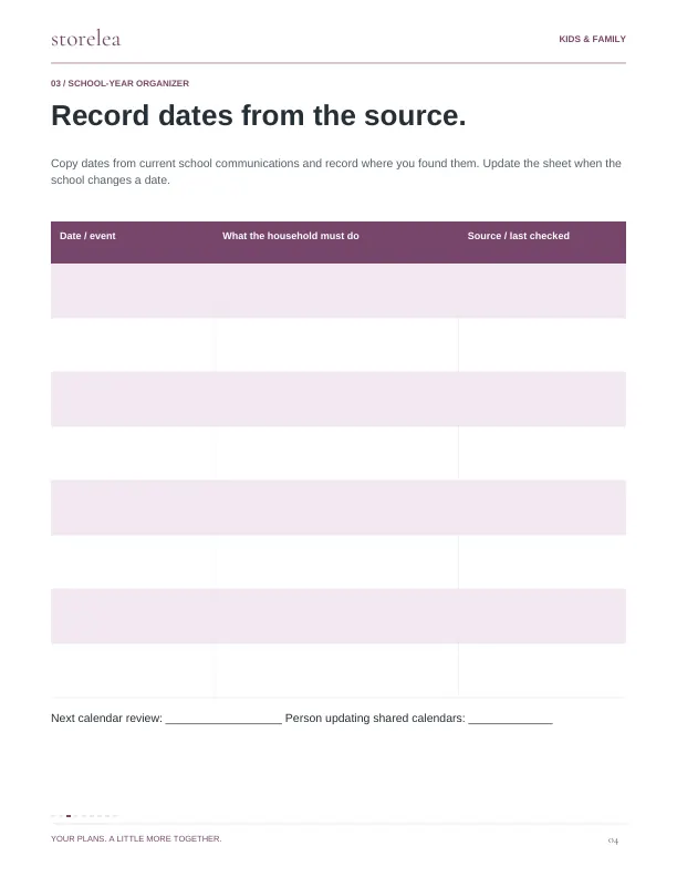 Page 4 of The School-Year Organizer