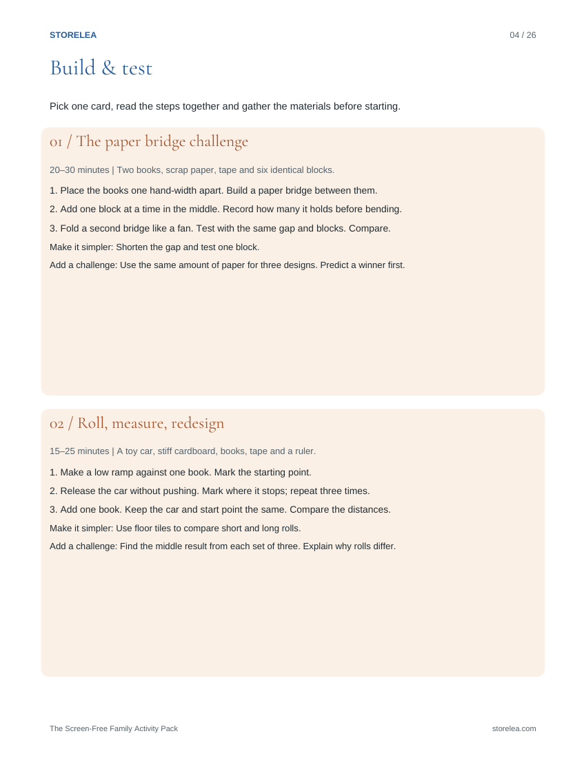 Page 4 of The Screen-Free Family Activity Pack