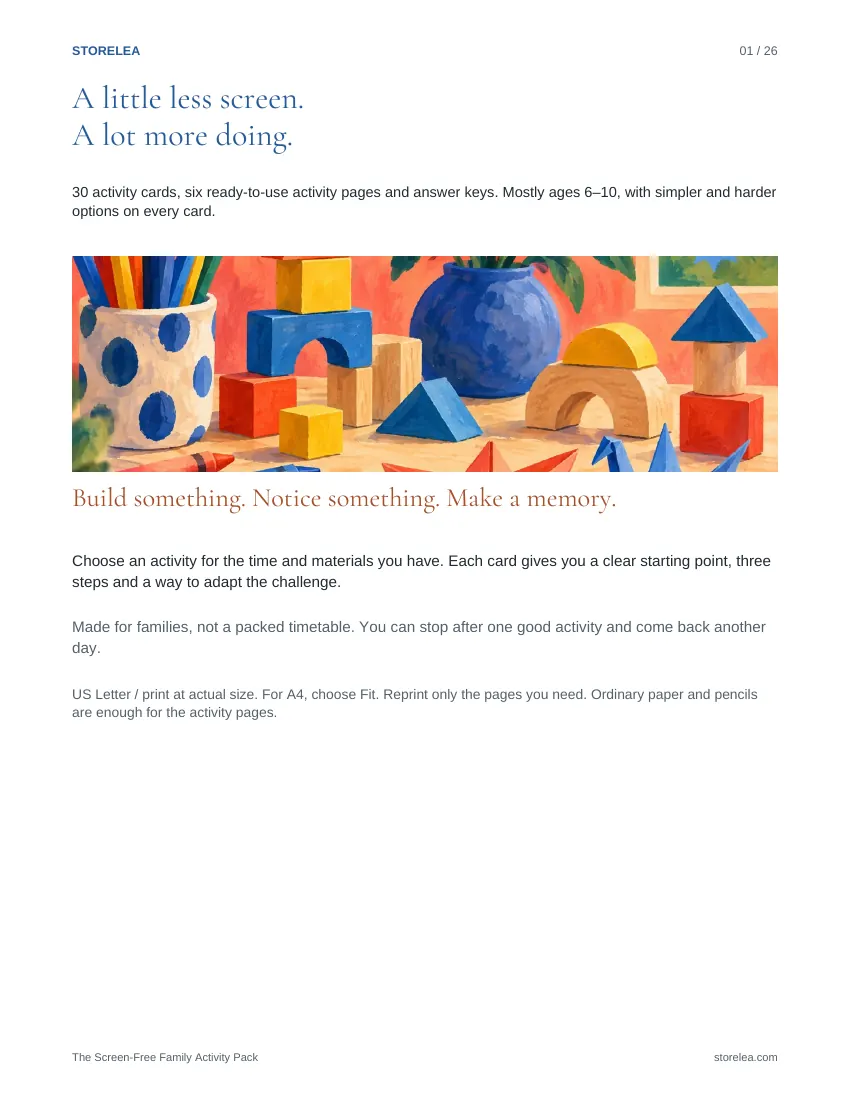 Actual cover of The Screen-Free Family Activity Pack