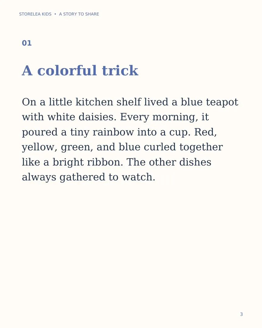 Page 3 of The Teapot That Poured Tiny Rainbows