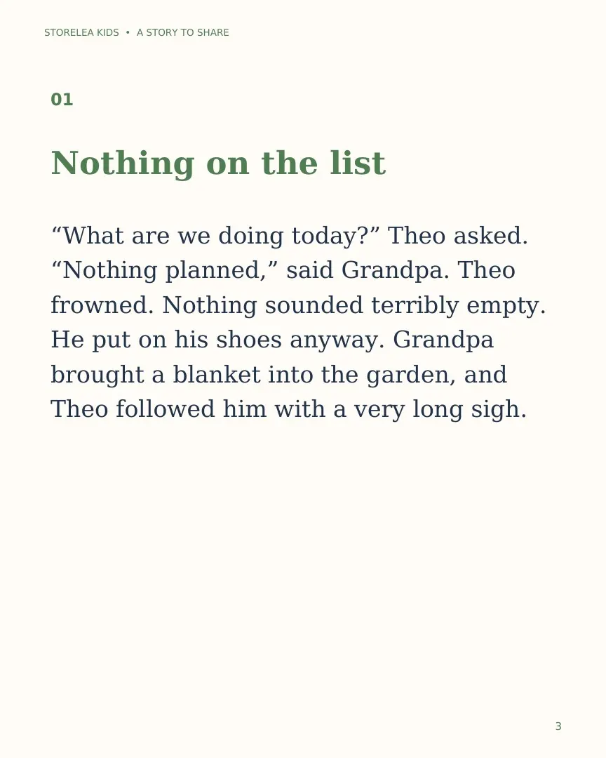 Page 3 of Theo’s Very Important Nothing Day