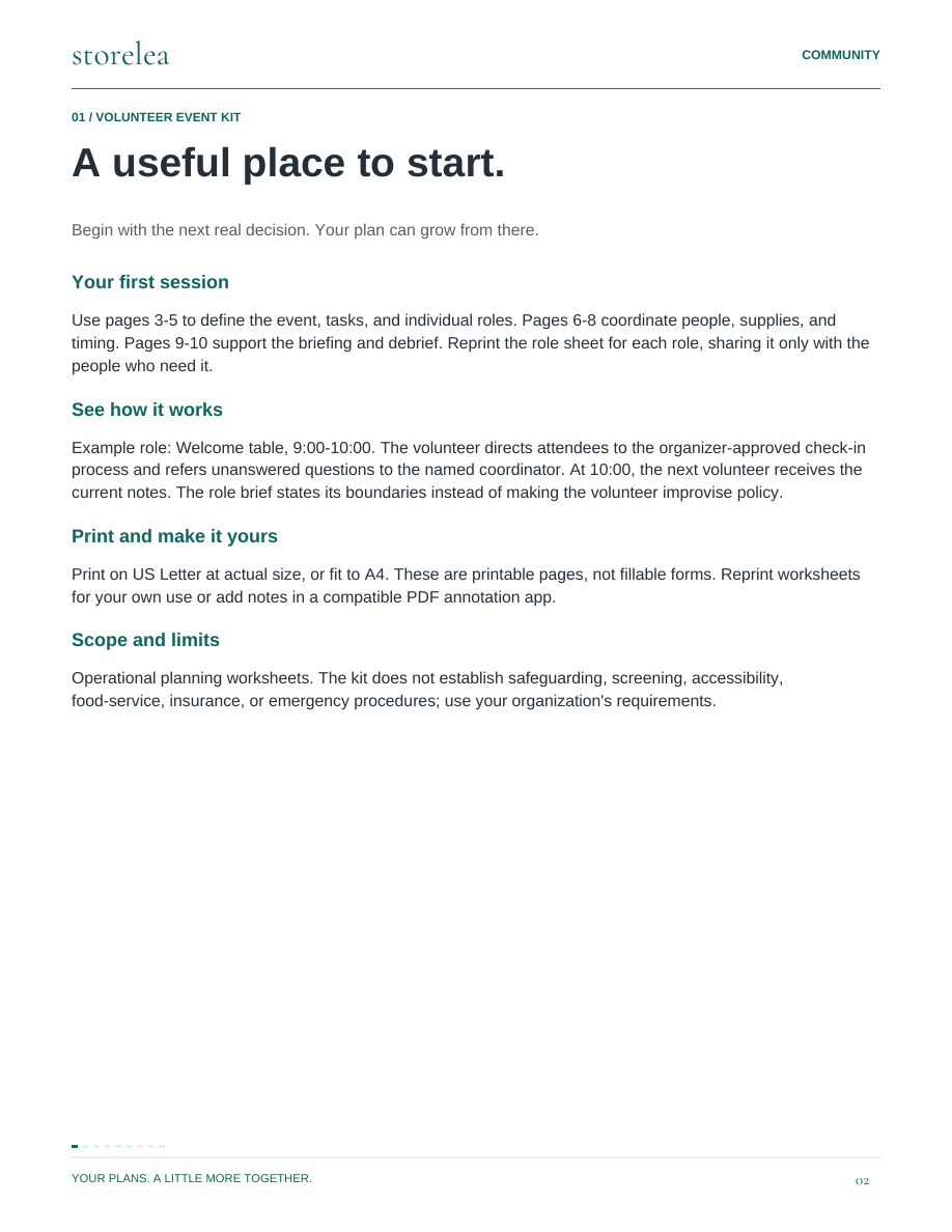 Page 2 of The Volunteer Event Kit