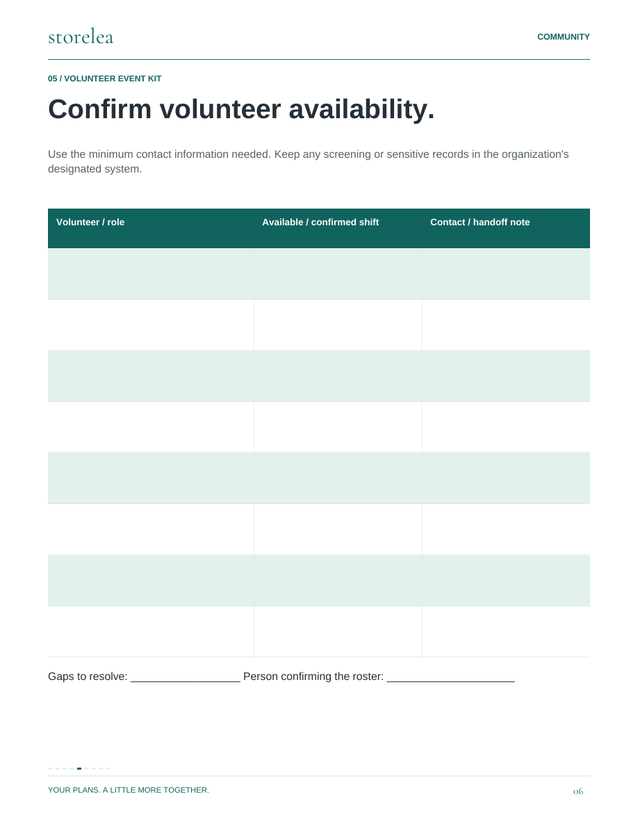 Page 6 of The Volunteer Event Kit